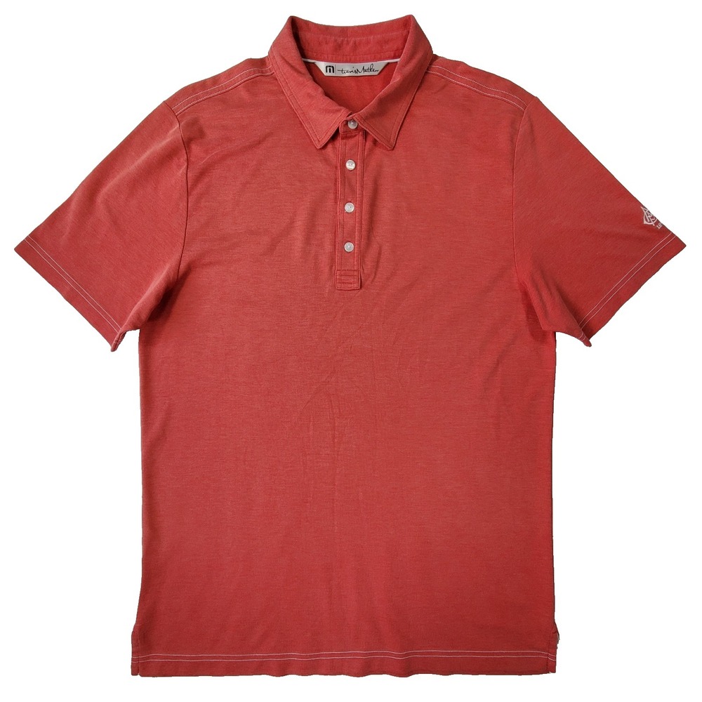 TravisMathew Polo Shirt Men's Large Red Cotton Short Sleeve Golf Casual